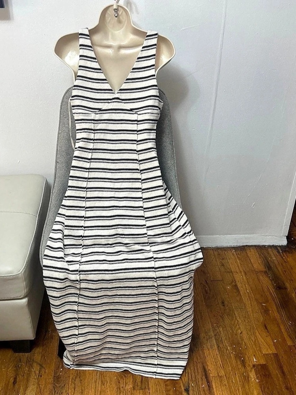 Striped Maxi Dress in White & Black Like New
